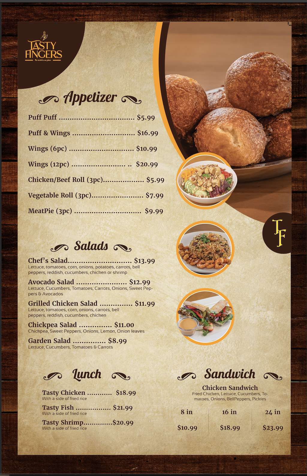 Tatsy Fingers Menu